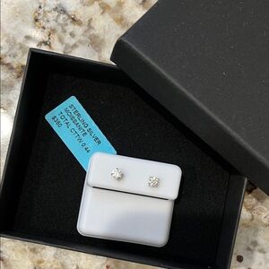 NWT .44 CTTW Sterling Silver Diamond Stud Earrings